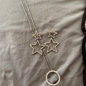 Elegant Silver Star Necklace and Earring Set